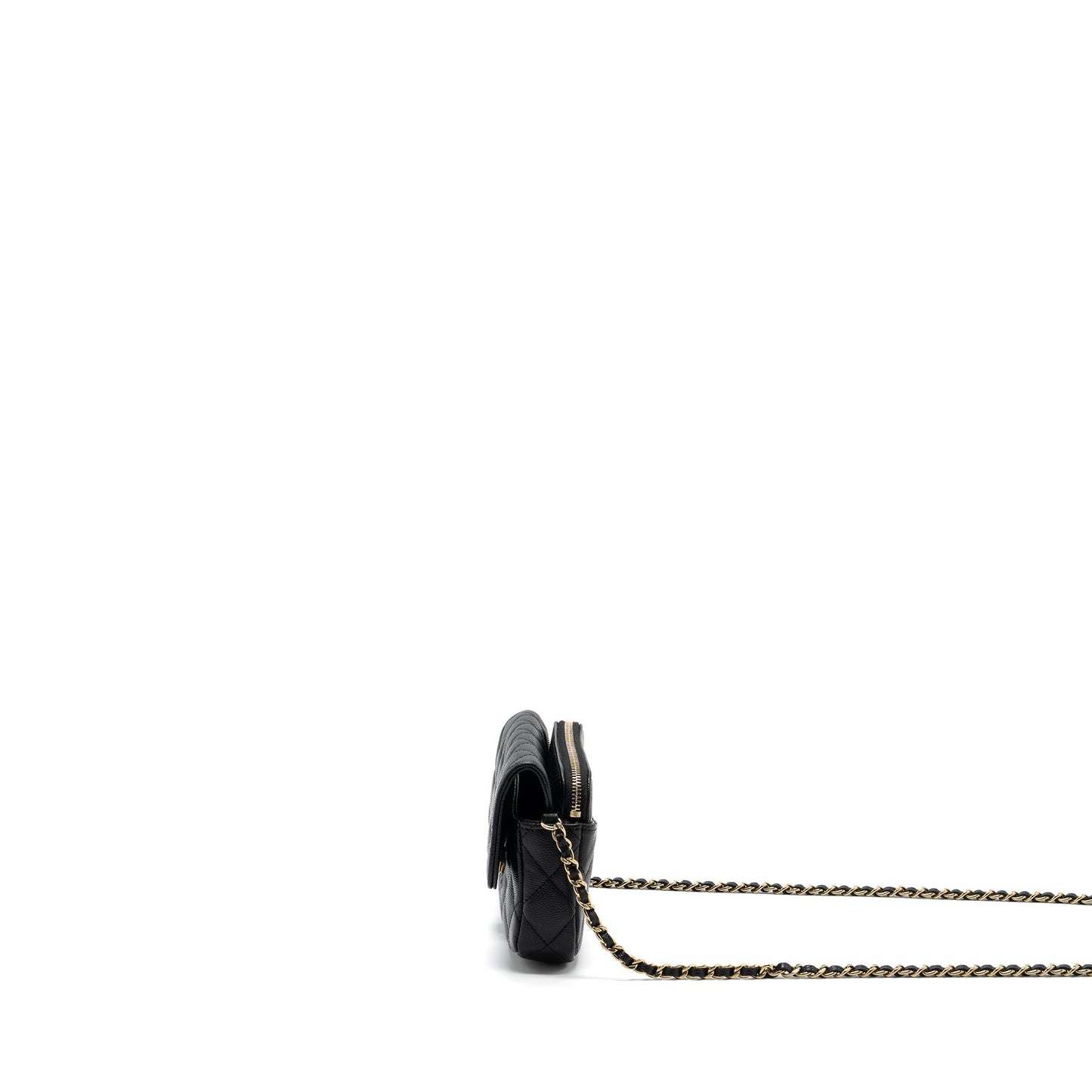chanel double pocket wallet on chain caviar black L (microchip)