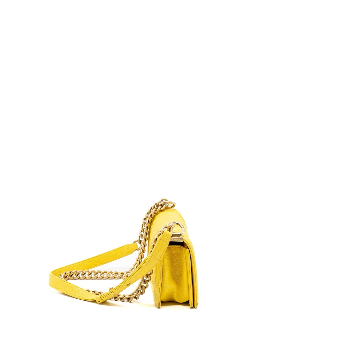 Chanel Small Boy Bag Grain Calfskin Yellow
