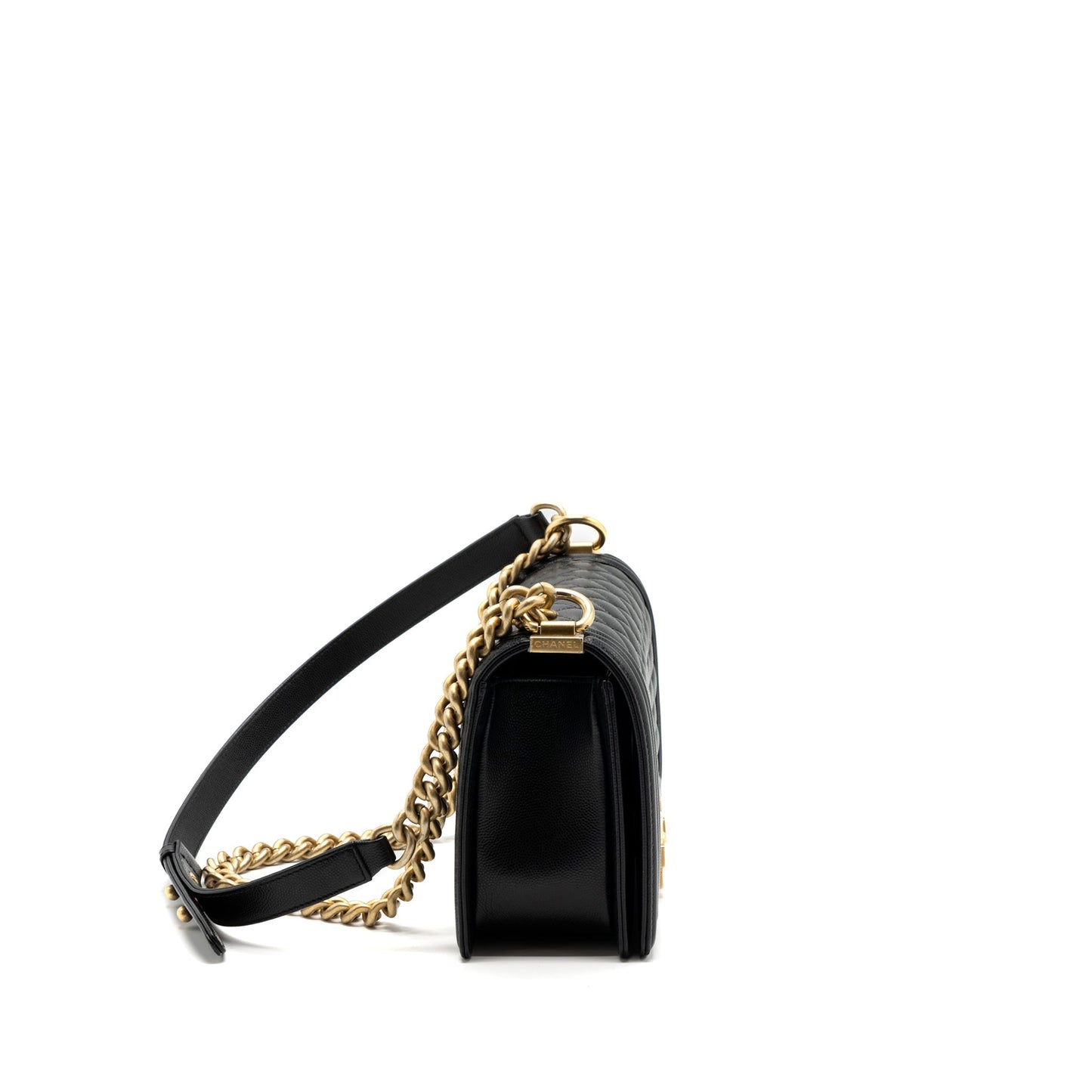 Chanel Medium Classic Boy Bag Caviar Black  (microchip)