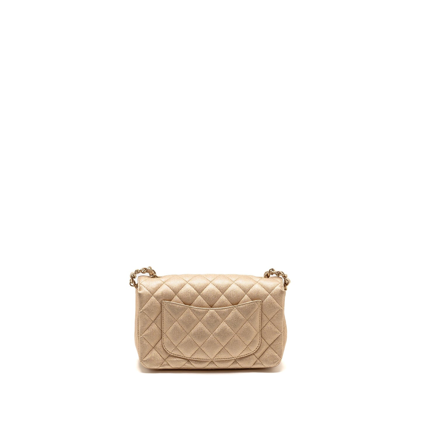 Chanel Mini Rectangular flap bag lambskin metallic gold L