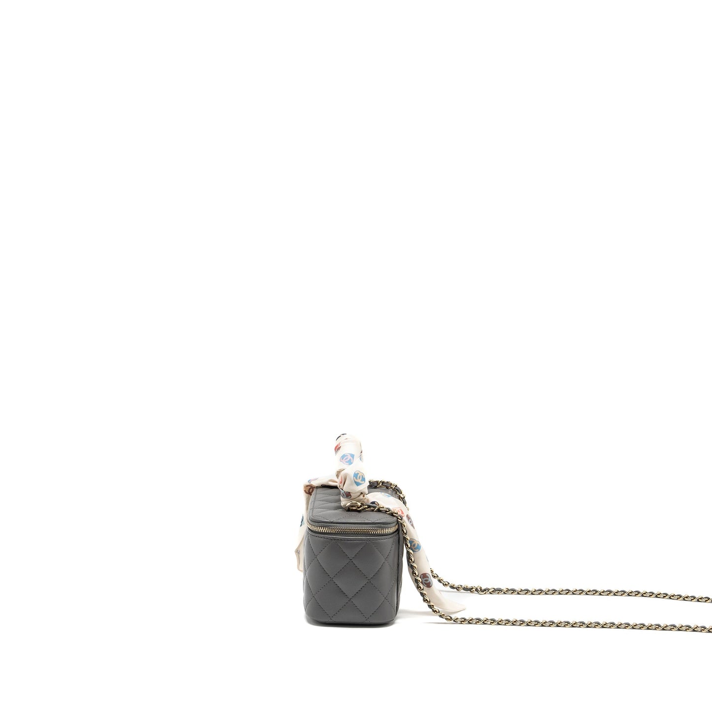 Chanel long vanity case lambskin grey L (microchip)