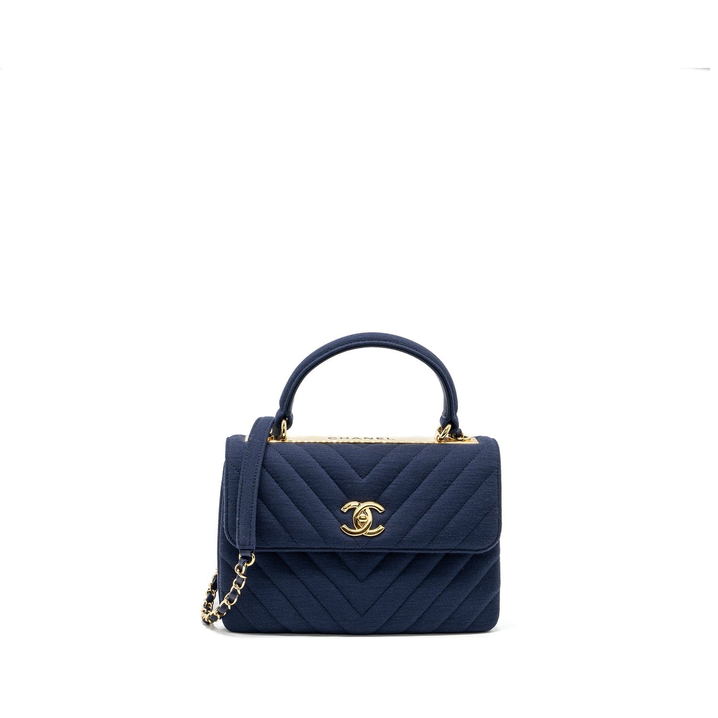 Chanel Small Chevron Trendy CC fabric navy