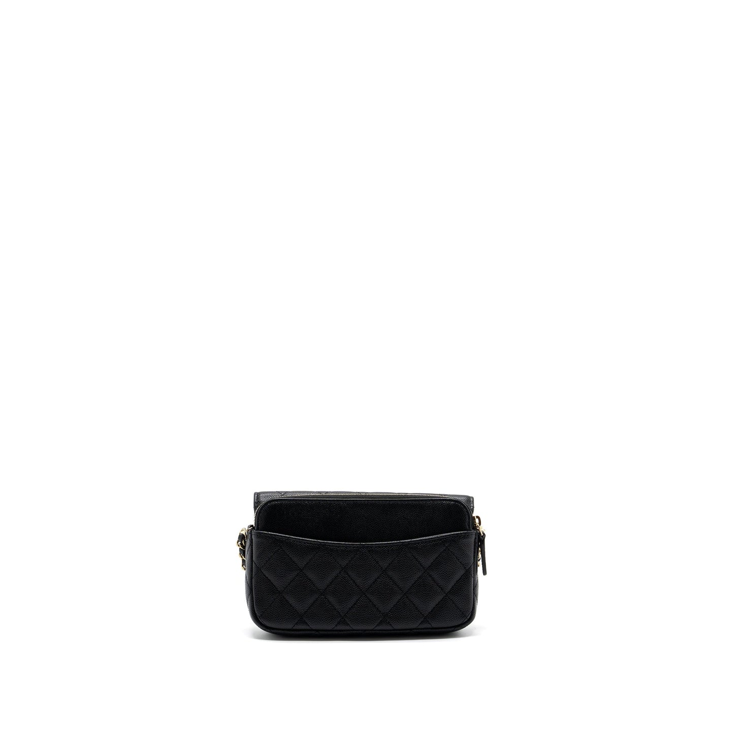 chanel double pocket wallet on chain caviar black L (microchip)