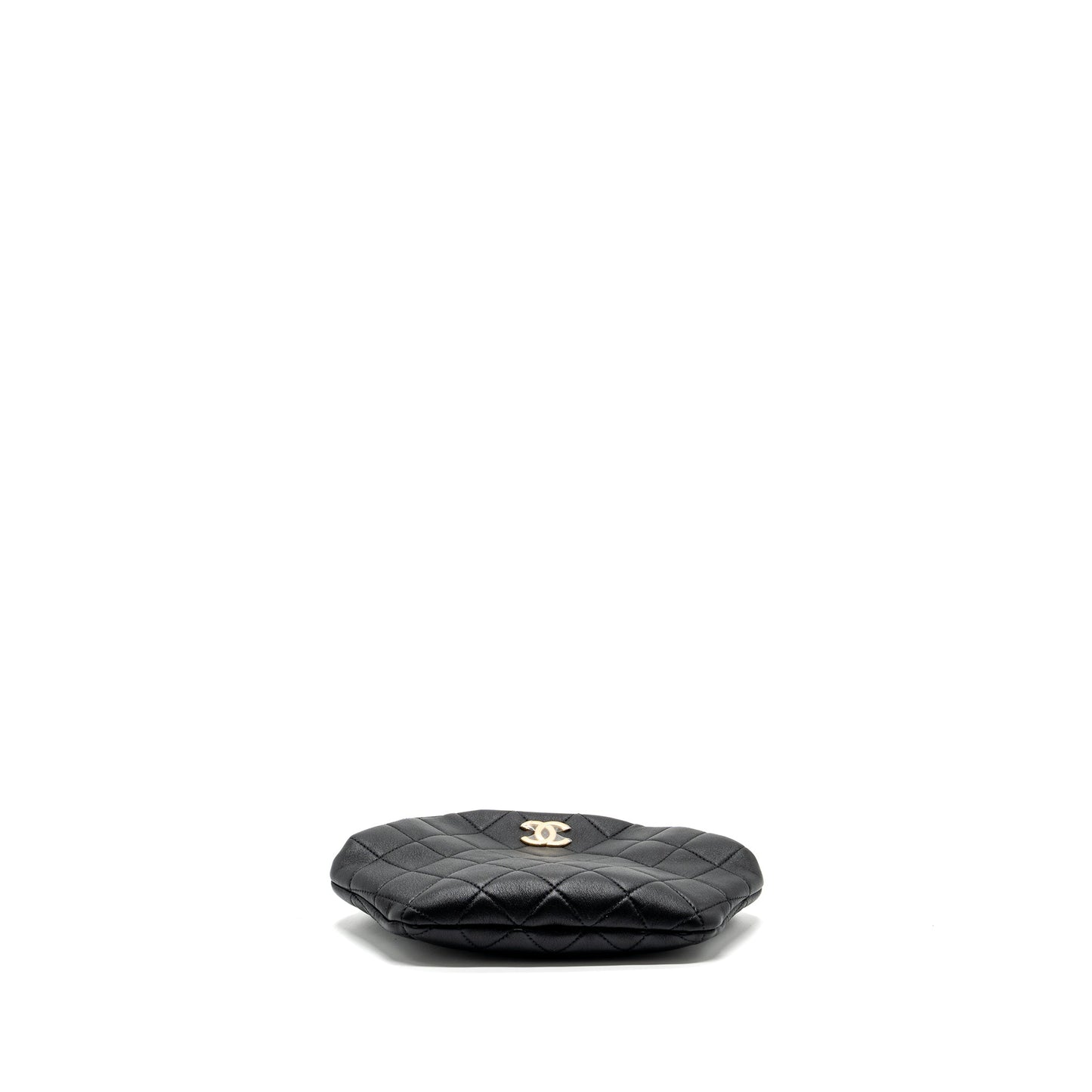 Chanel pearl round handle evening clutch lambskin black  (microchip)