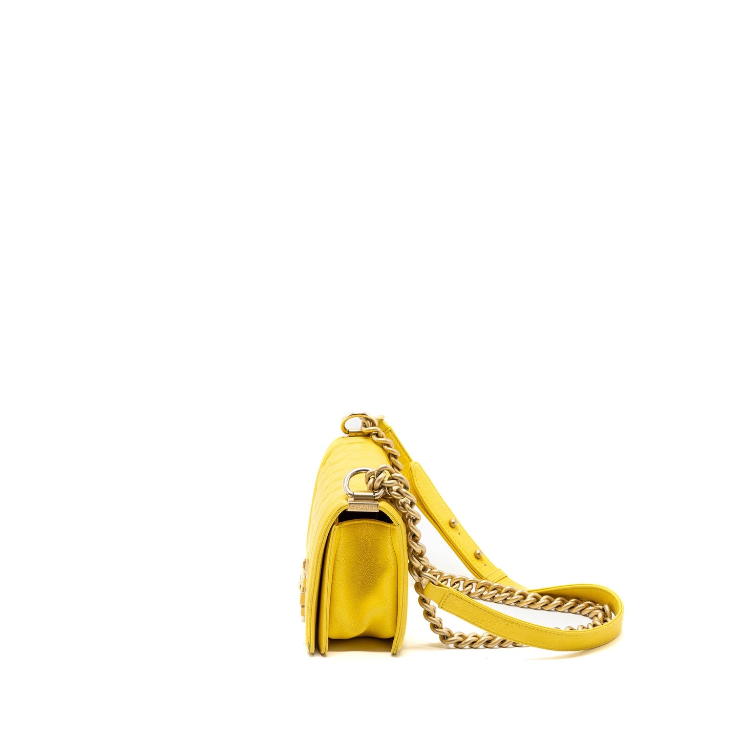 Chanel Small Boy Bag Grain Calfskin Yellow