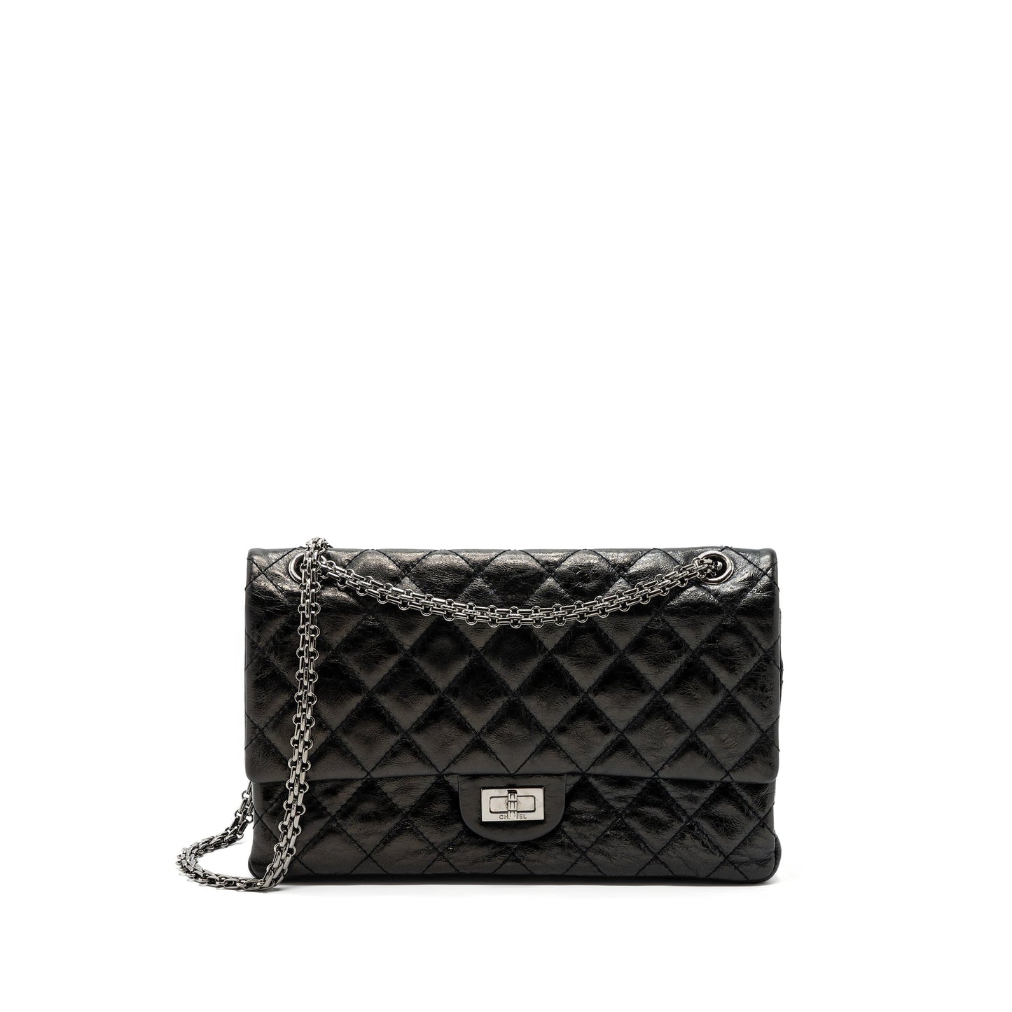 Chanel 2.55 226 Reissue Double Flap Bag Grained Calfskin Black