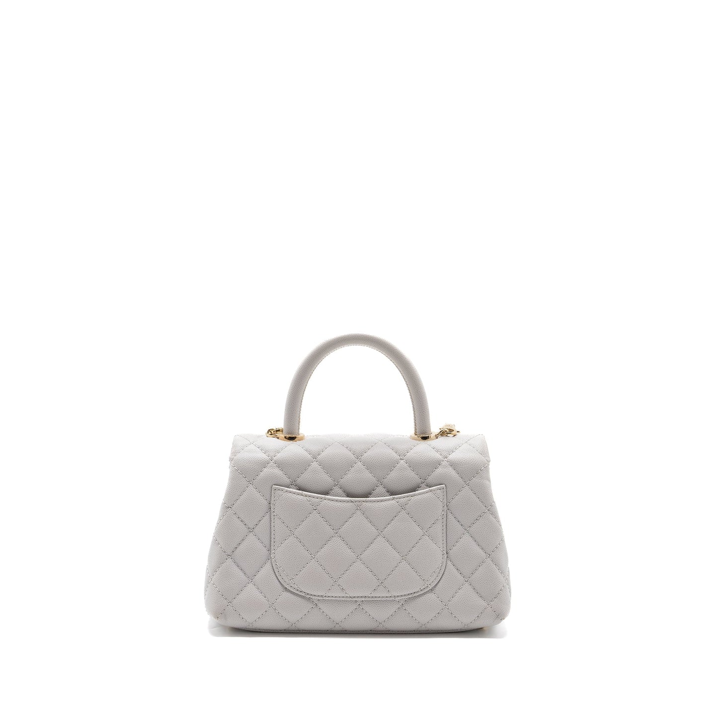 Chanel small coco handle caviar light grey L