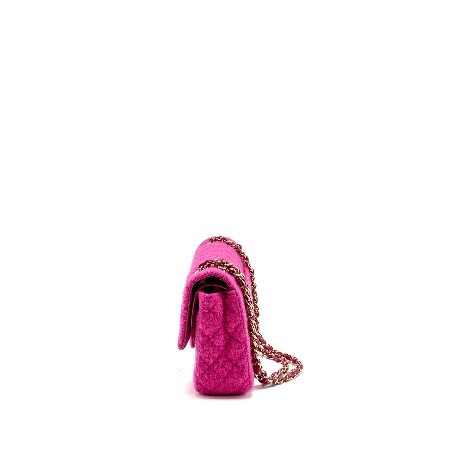 Chanel Medium Classic Double Flap Bag Tweed Pink L (Microchip)