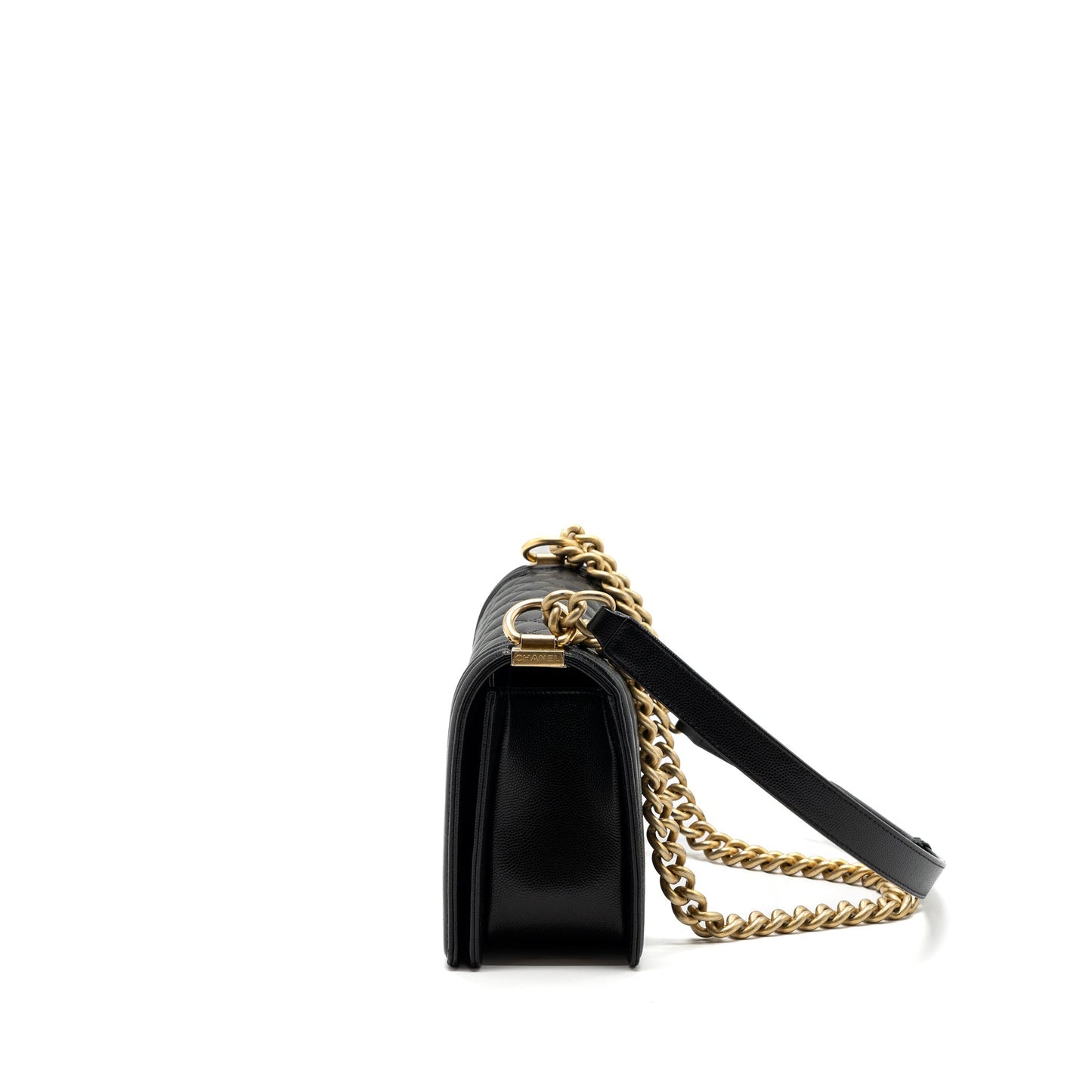 Chanel Medium Classic Boy Bag Caviar Black  (microchip)