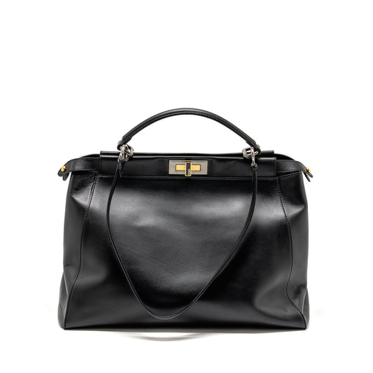 Fendi Large Peekaboo Purse Calfskin Black