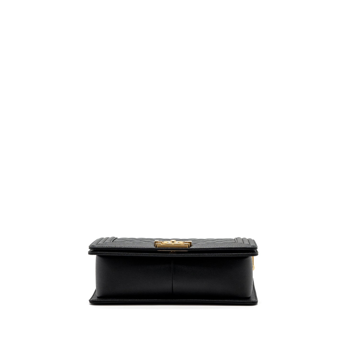 Chanel medium boy bag caviar black brushed  (microchip )