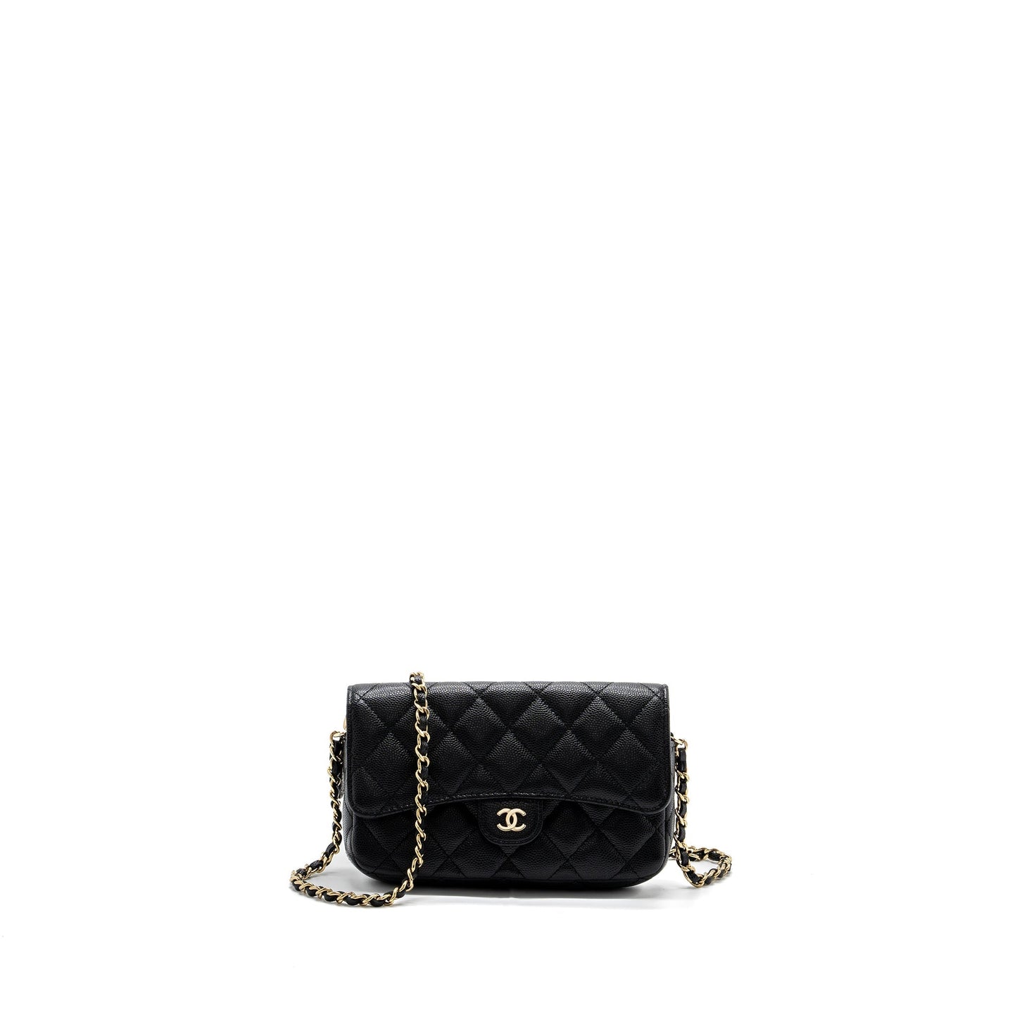 chanel double pocket wallet on chain caviar black L (microchip)