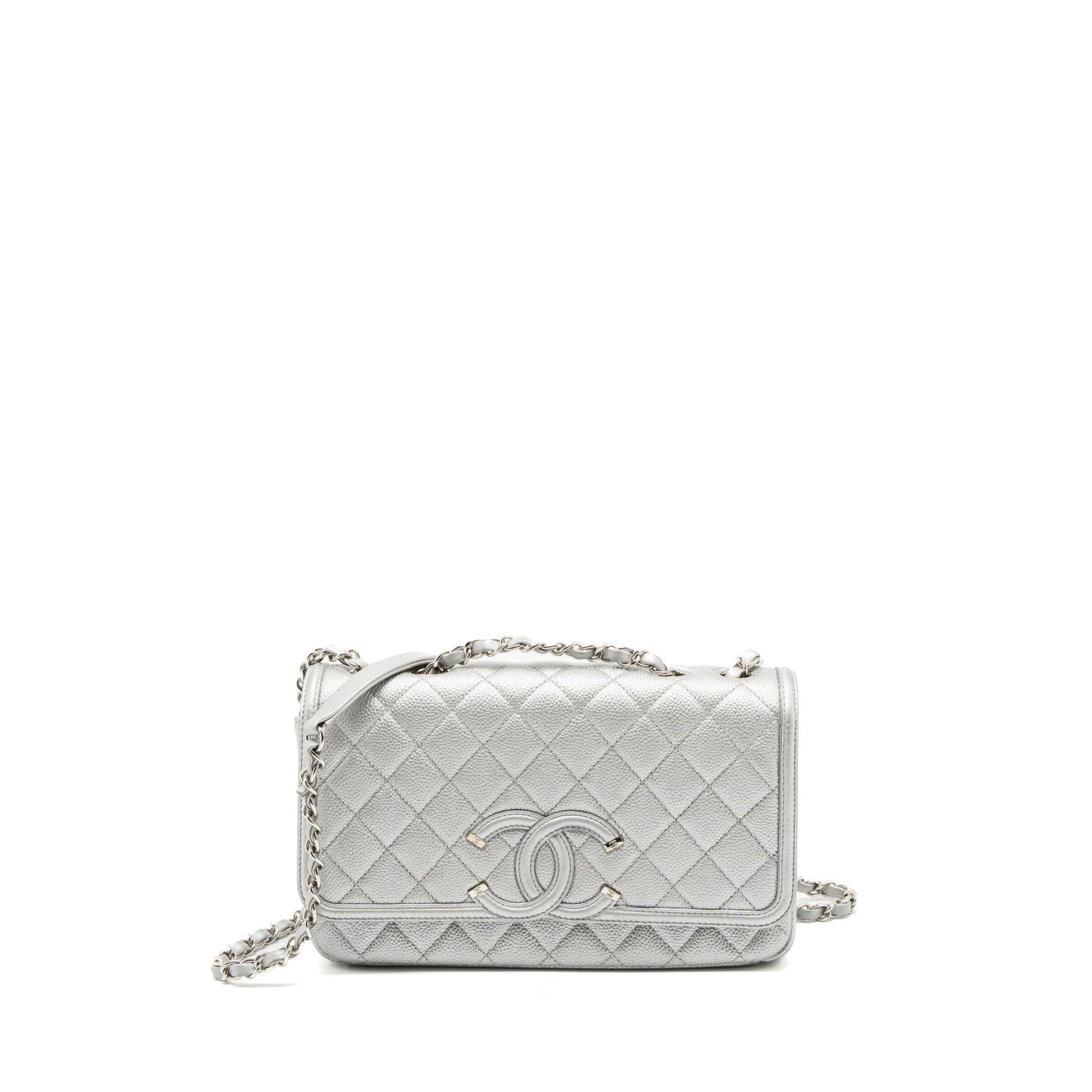 Chanel Filigree Flap Bag Caviar Silver