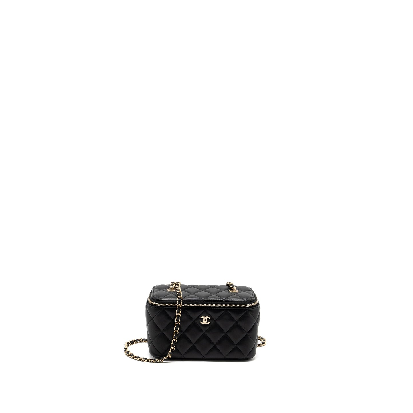 Chanel Long Vanity With Chain Lambskin Black L (Microchip)