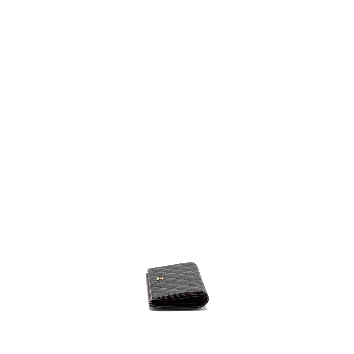 Chanel Compact Long Wallet Caviar Black