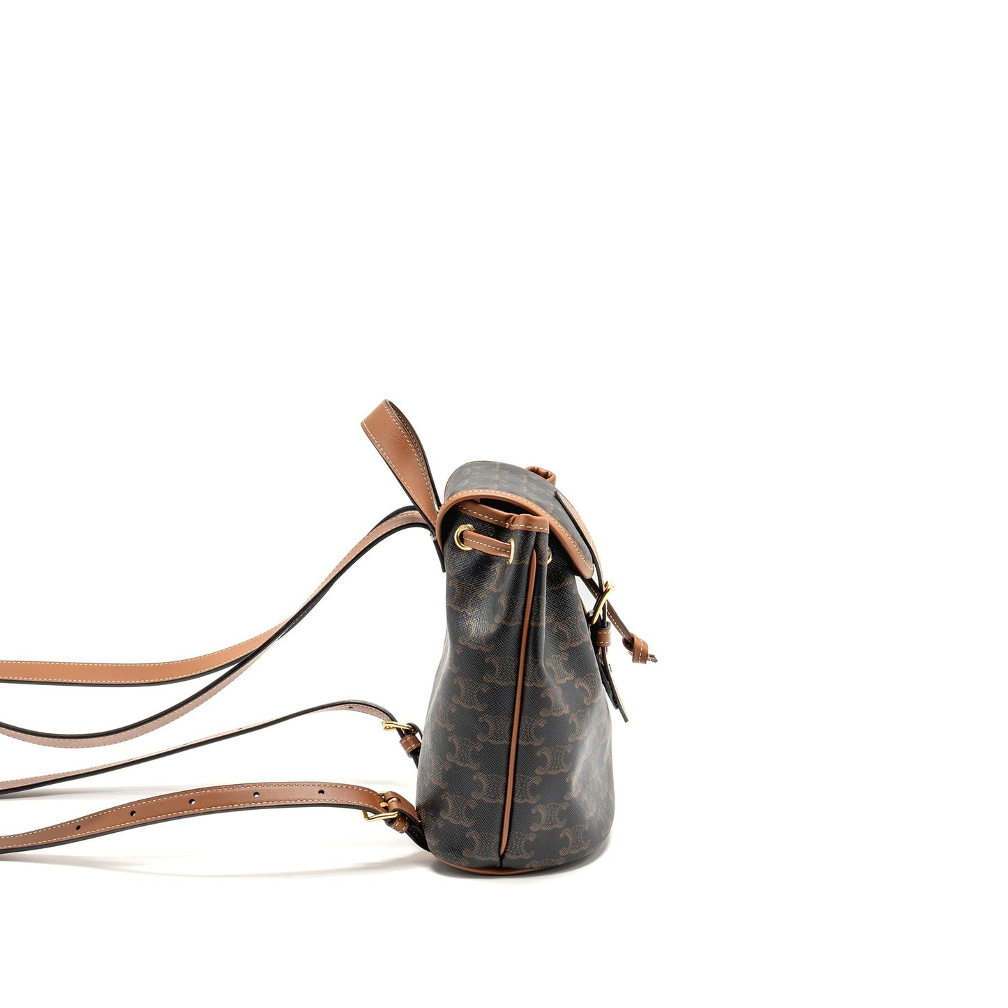 Celine Mini backpack Folco triomphe canvas / calfskin tan