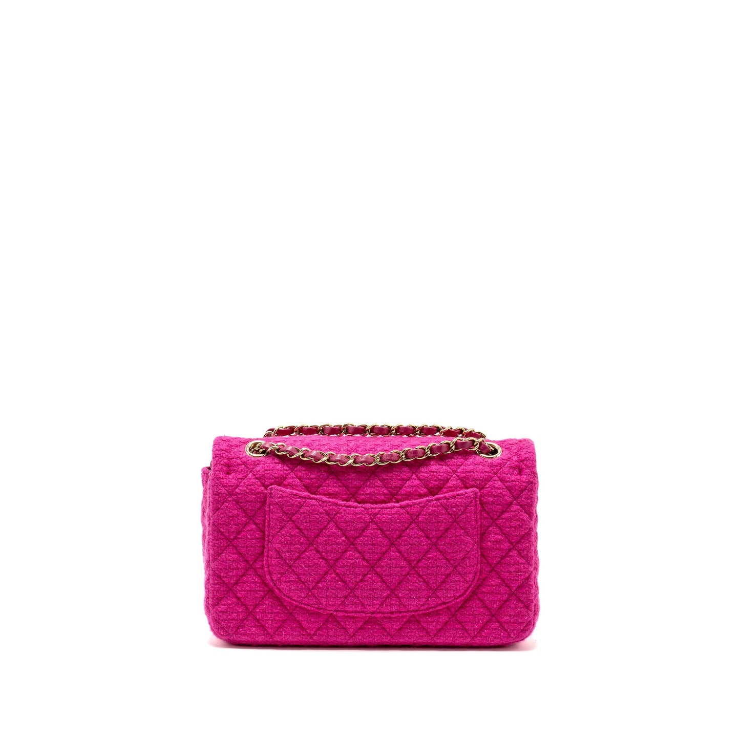 Chanel Medium Classic Double Flap Bag Tweed Pink L (Microchip)