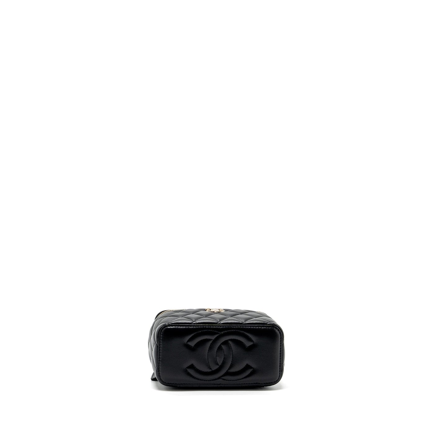 Chanel Top Handle Long Vanity Case Lambskin Black L (Microchip)