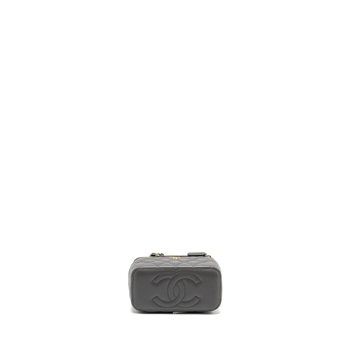 Chanel long vanity case lambskin grey L (microchip)