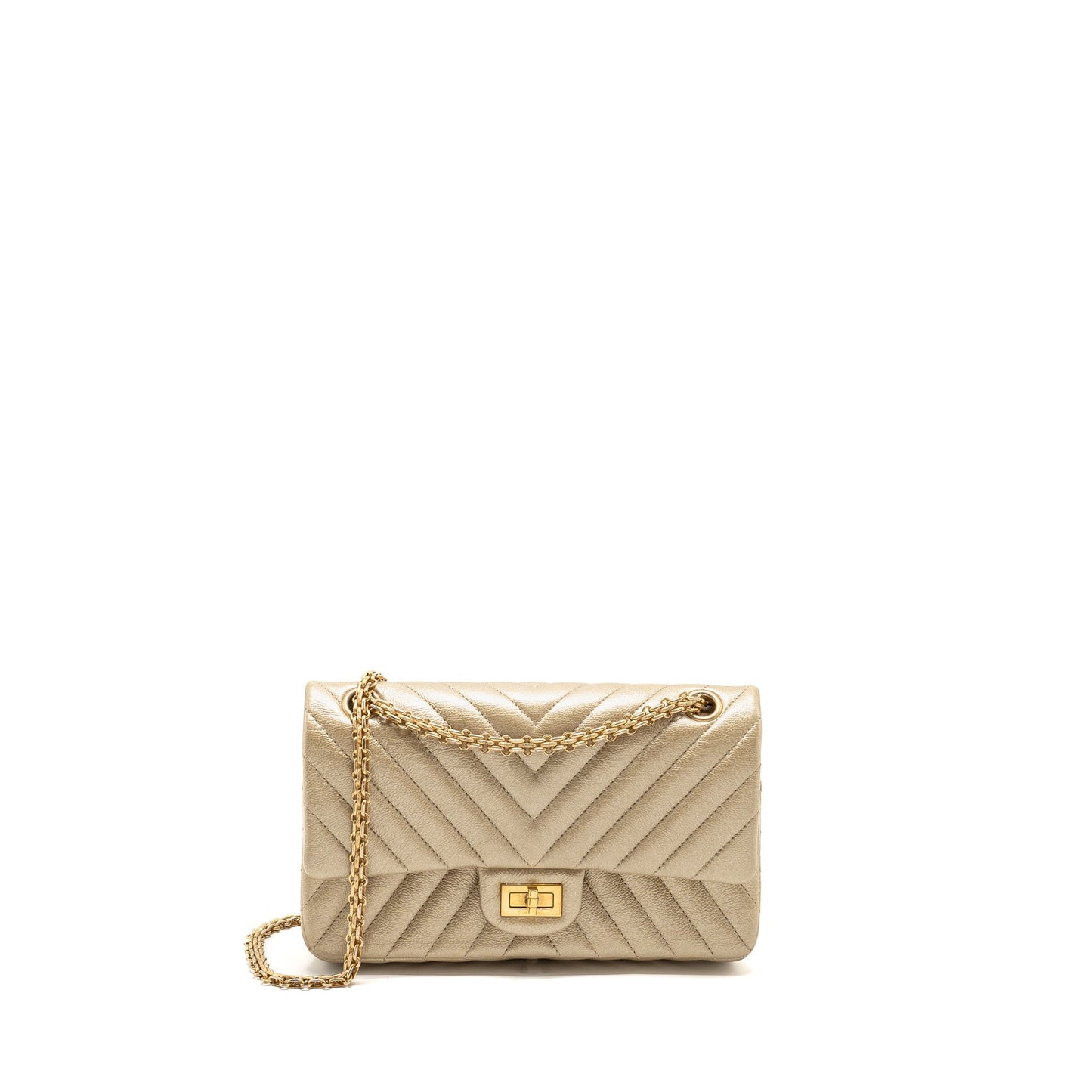 Chanel Small 2.55 Reissue Chevron Flap Bag Calfskin Gold