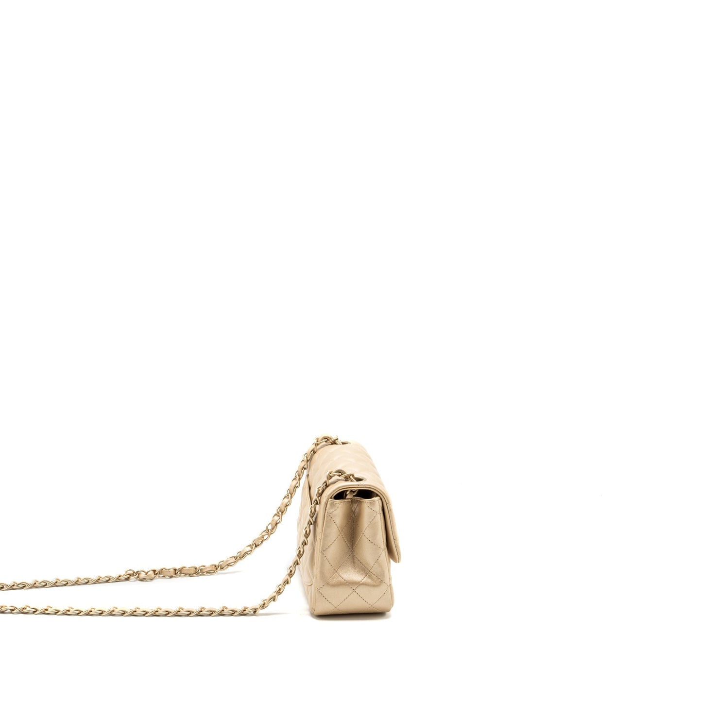 Chanel mini square flap bag lambskin gold