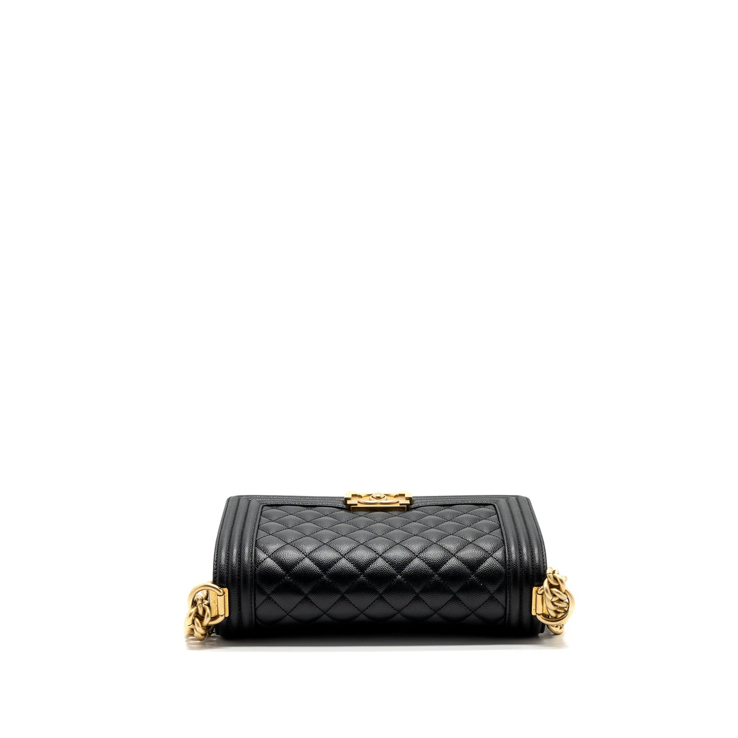 Chanel medium boy bag caviar black brushed  (microchip )