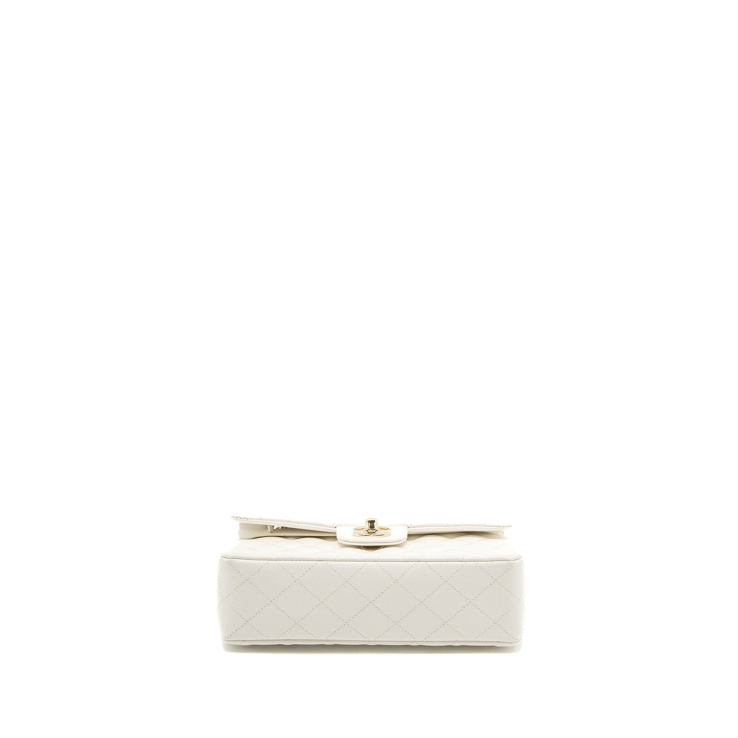 Chanel Small Classic Double Flap Bag Caviar White L (Microchip)
