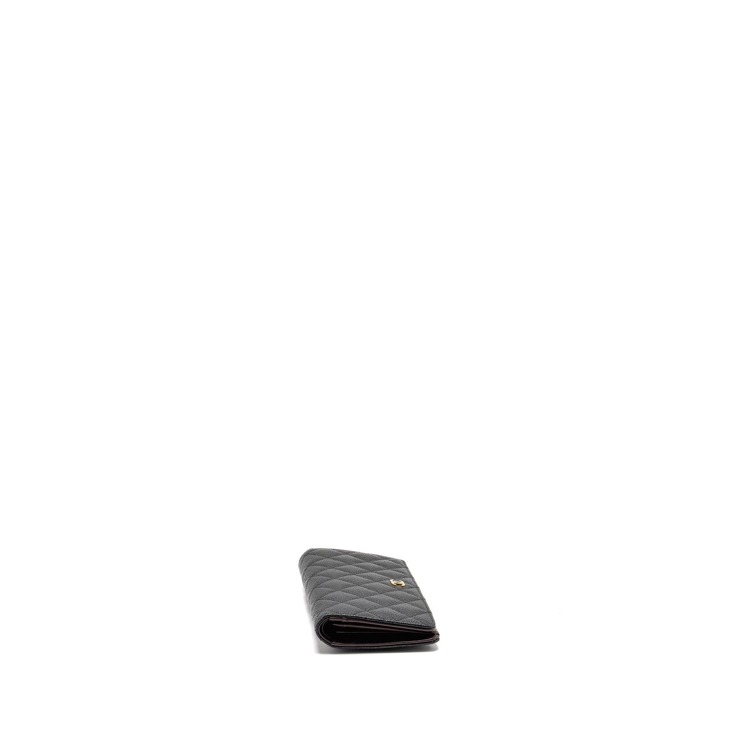Chanel Compact Long Wallet Caviar Black