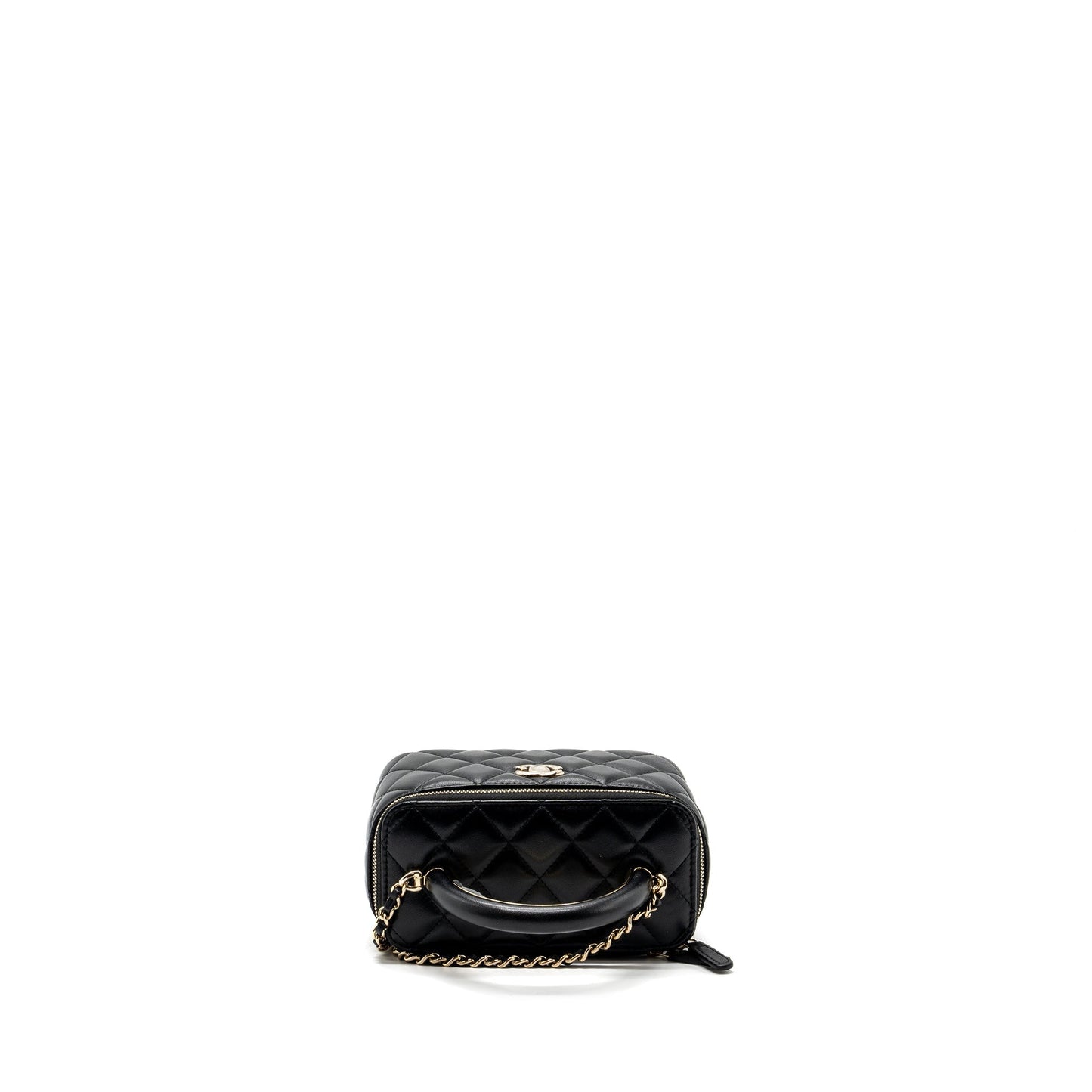 Chanel Top Handle Long Vanity Case Lambskin Black L (Microchip)