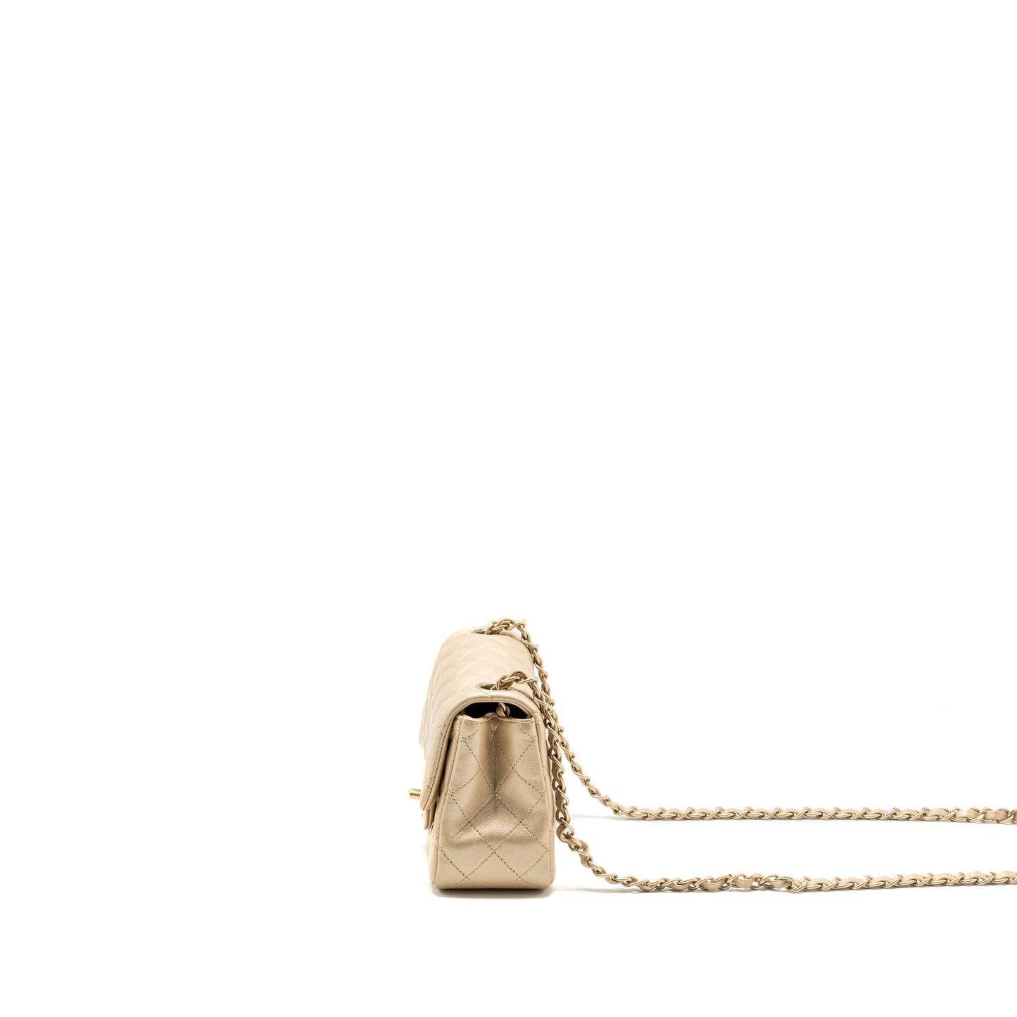 Chanel mini square flap bag lambskin gold