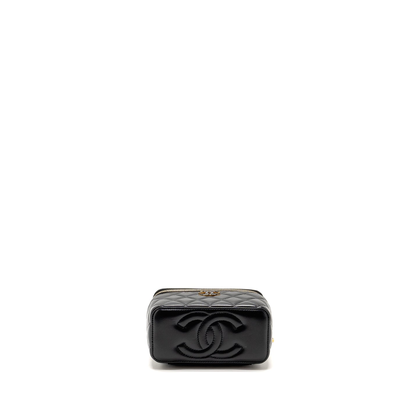 Chanel 24a Long Vanity Case With CC Logo Adjustable Chain Lambskin Black (microchip)