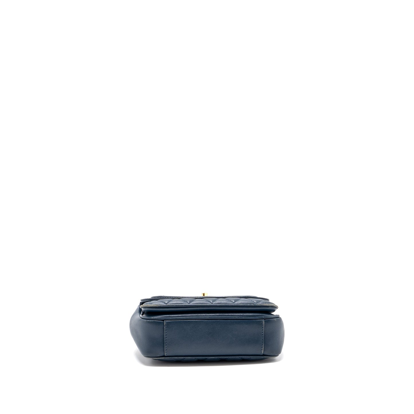 Chanel Quilted Flap Crossbody Bag Lambskin Dark Blue L
