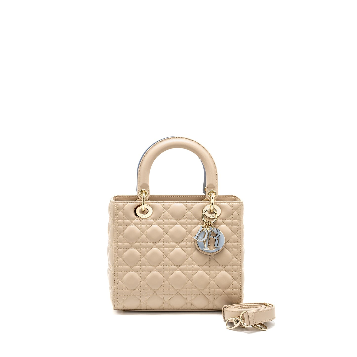 Dior Medium Lady Dior Lambskin Beige/Blue