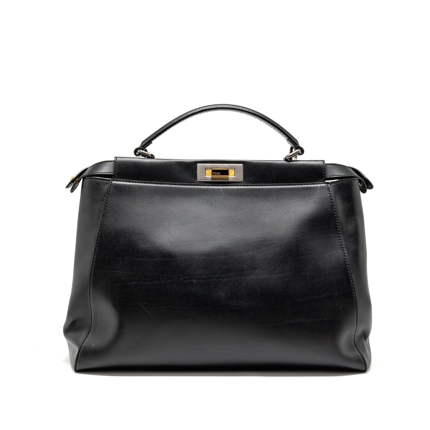 Fendi Large Peekaboo Purse Calfskin Black