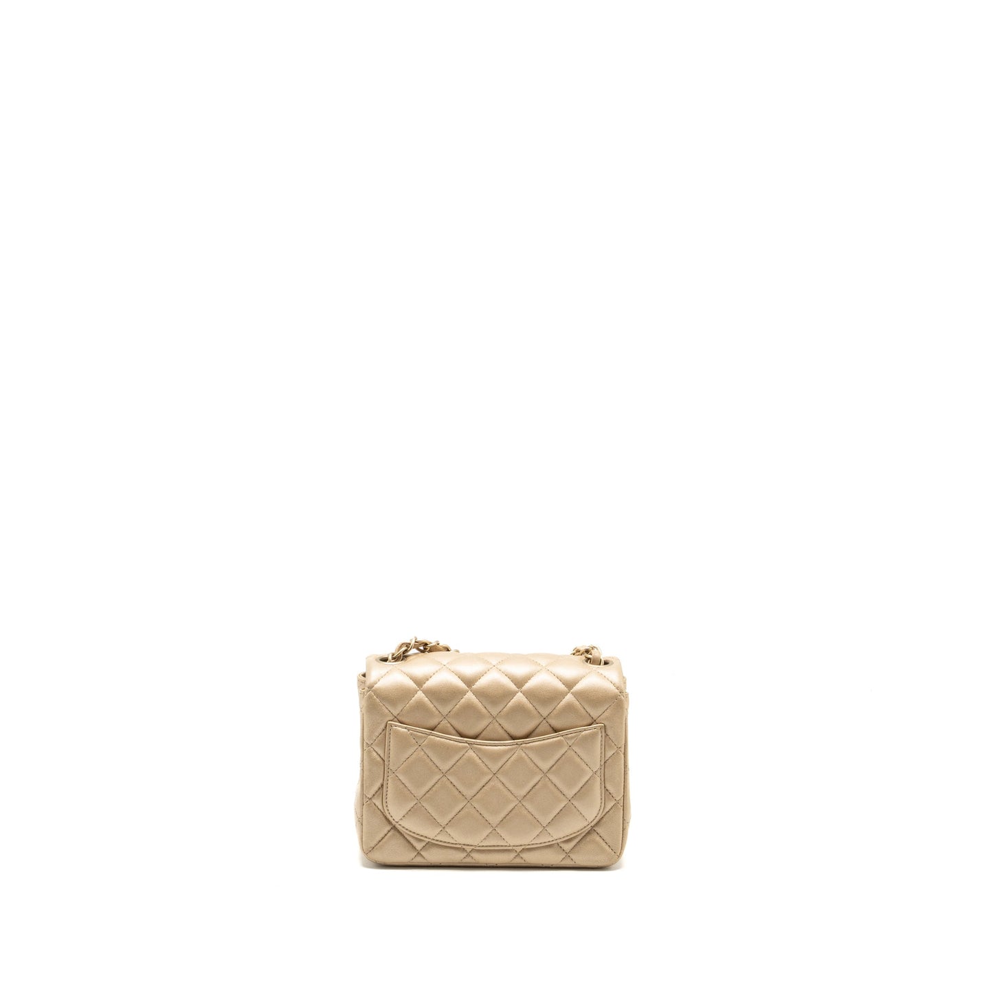 Chanel mini square flap bag lambskin gold