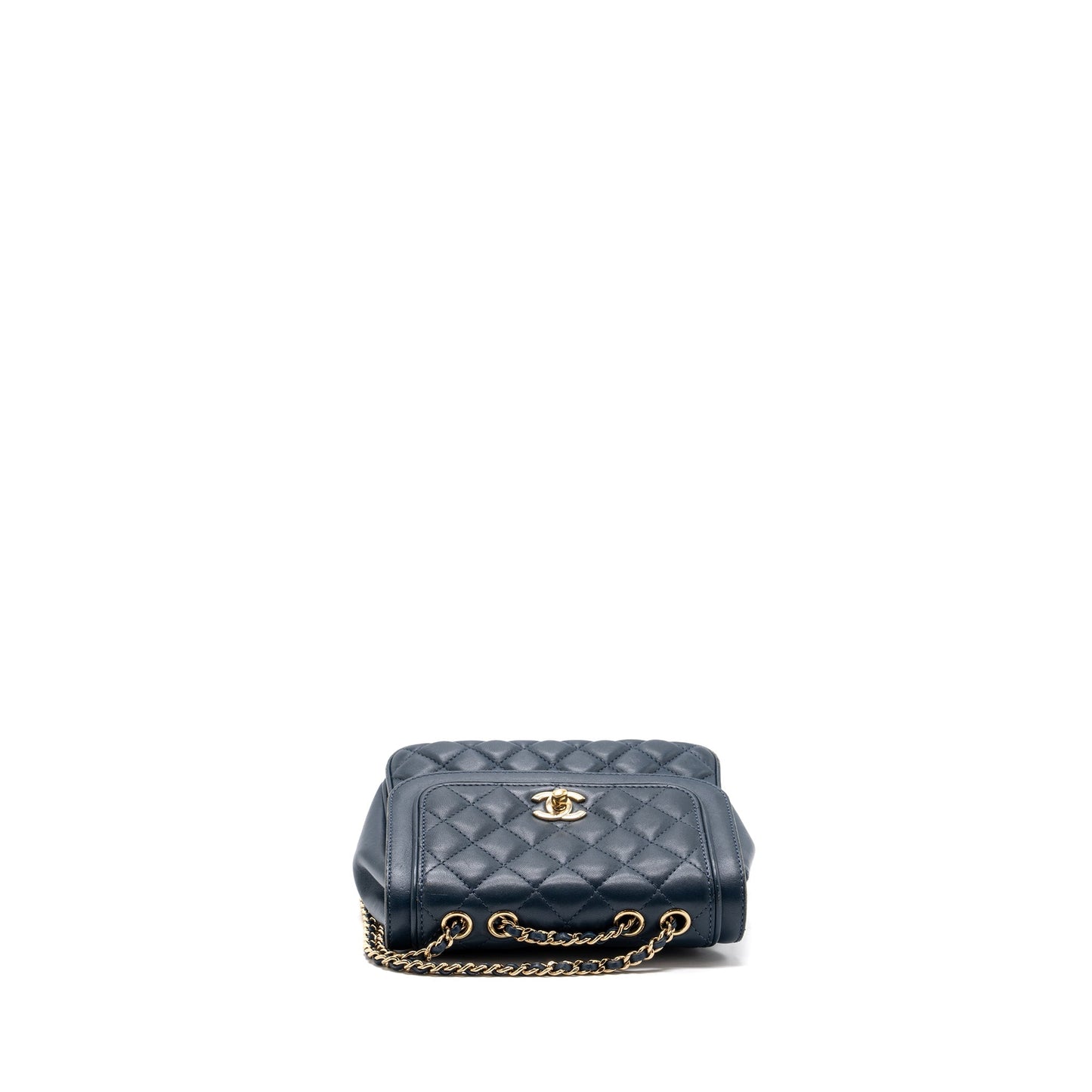 Chanel Quilted Flap Crossbody Bag Lambskin Dark Blue L
