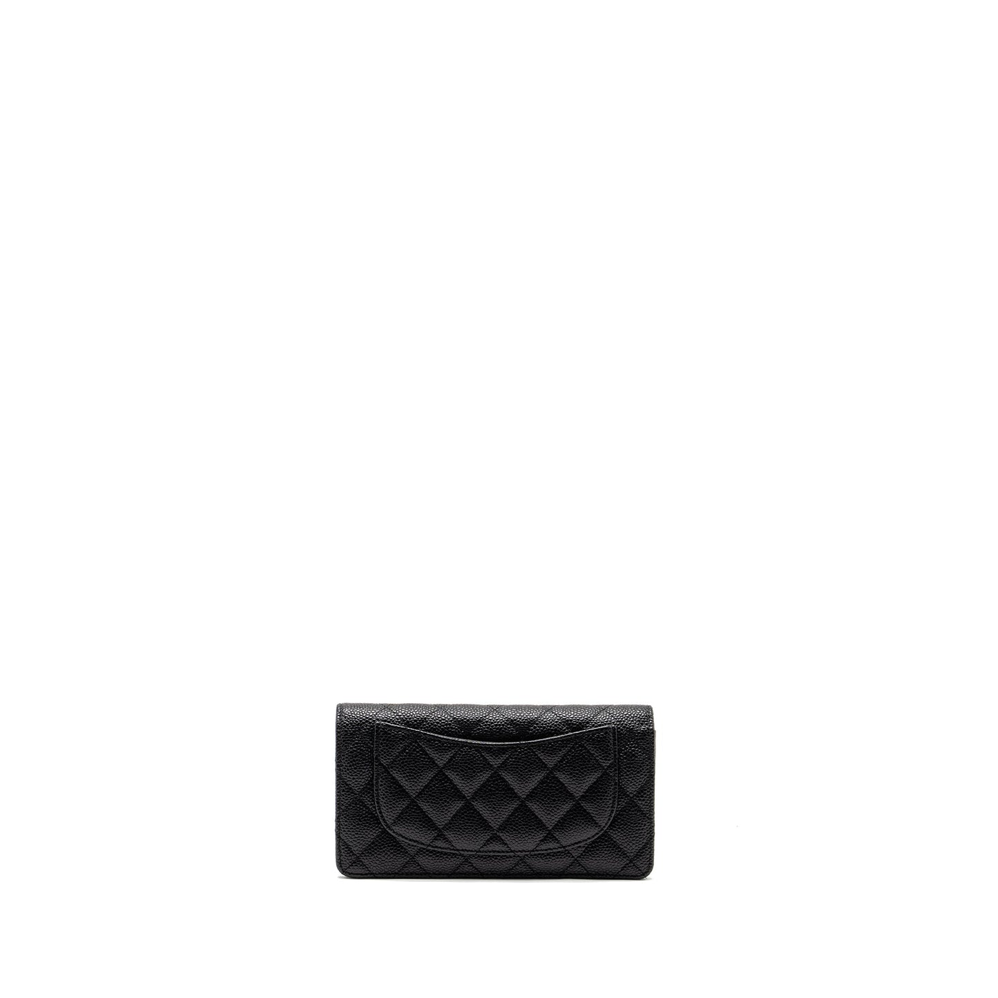 Chanel Compact Long Wallet Caviar Black