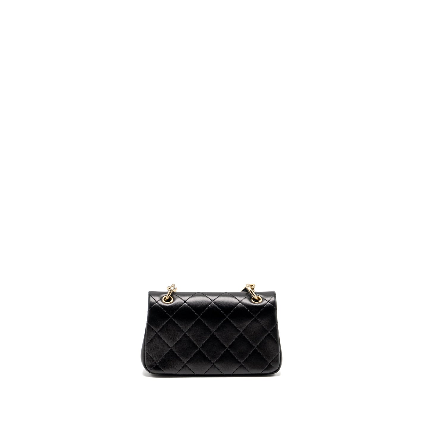 CHANEL Enamel CC Logo Quilted Rectangular Flap Bag Lambskin Black L
