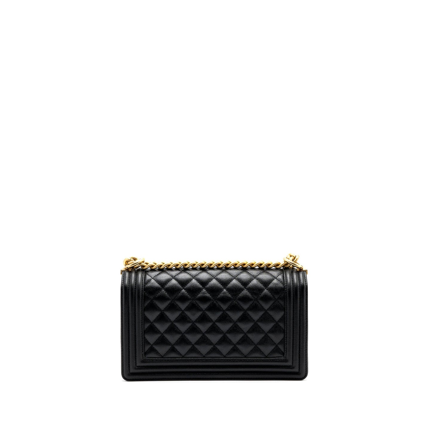 Chanel medium boy bag caviar black brushed  (microchip )