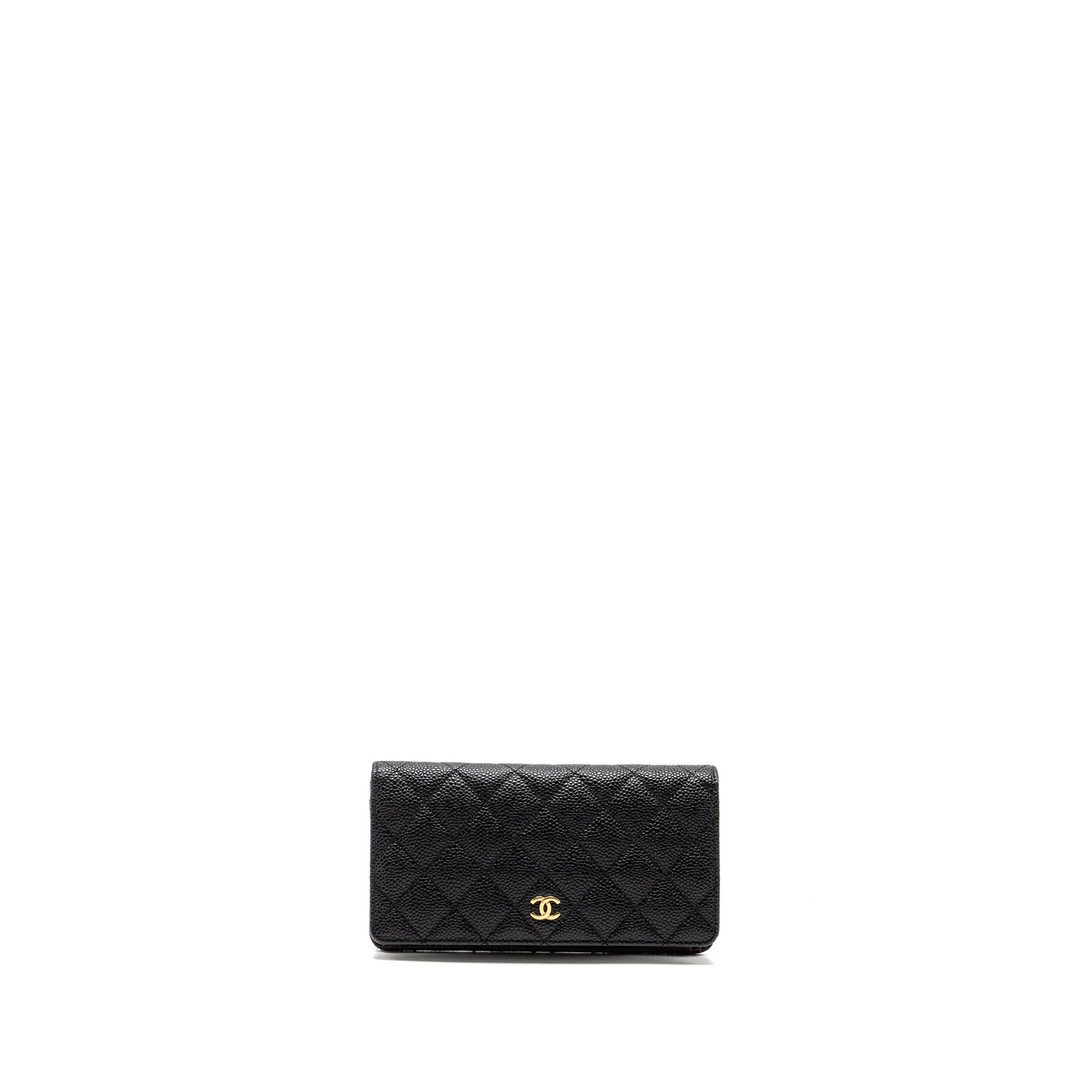 Chanel Compact Long Wallet Caviar Black