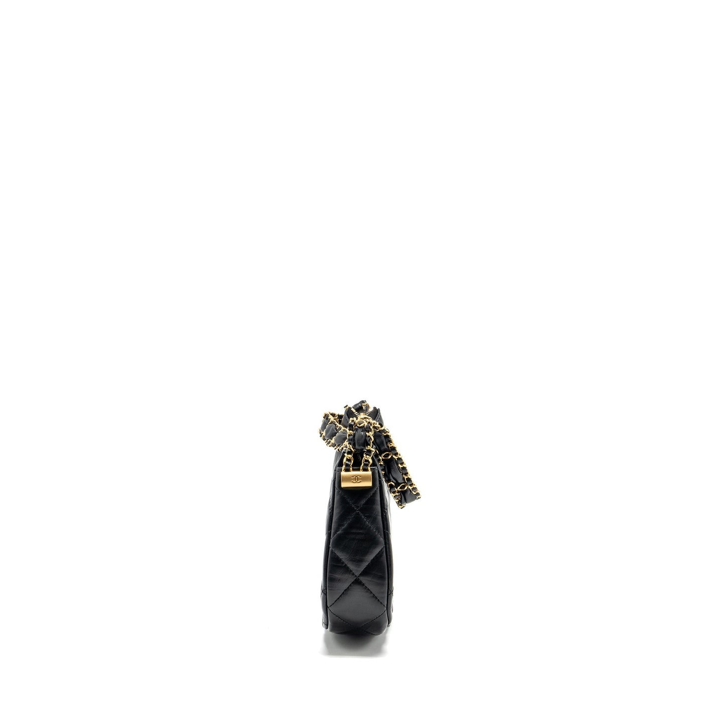 Chanel 23k Hobo Shoulder Bag Calfskin Black  (microchip)