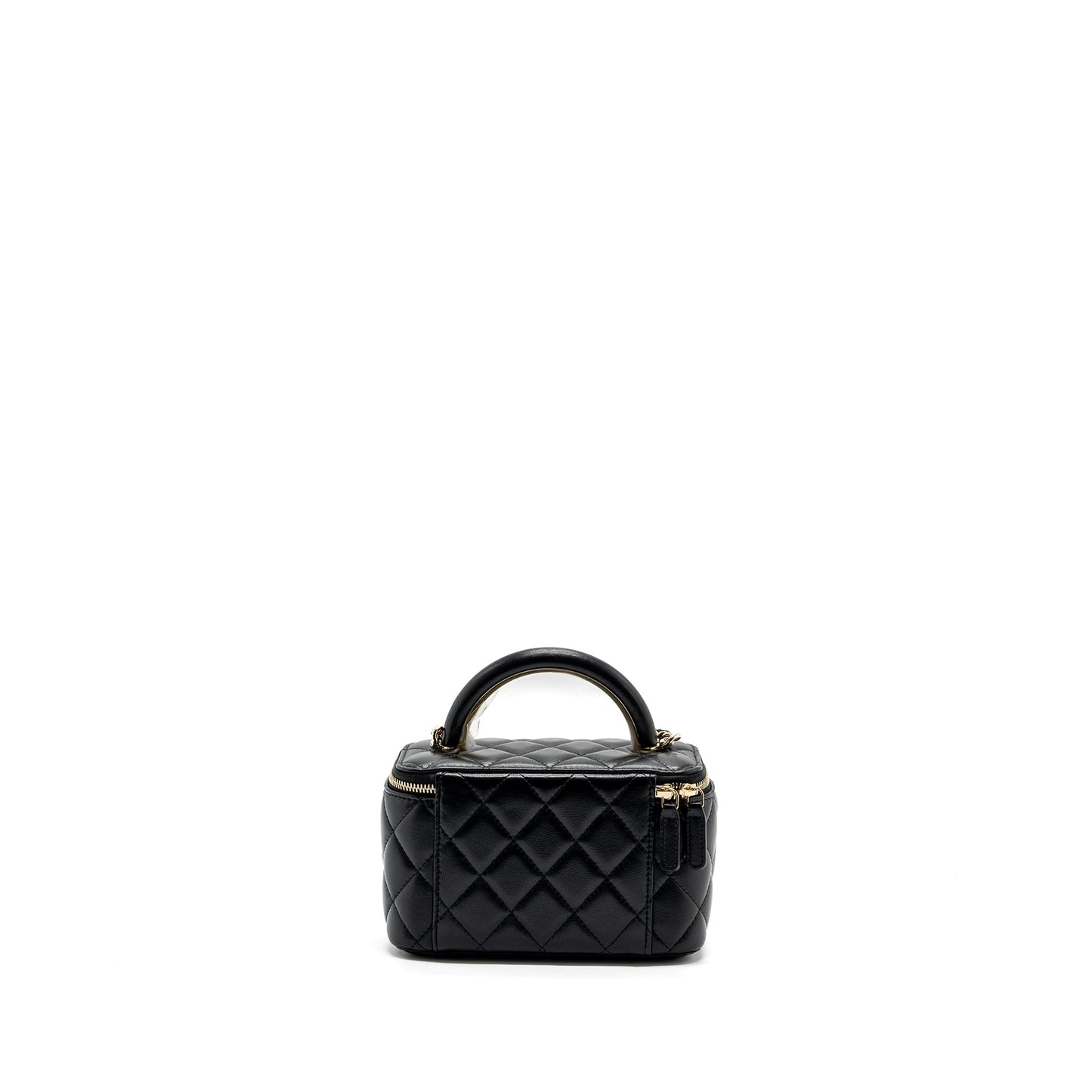 Chanel Top Handle Long Vanity Case Lambskin Black L (Microchip)