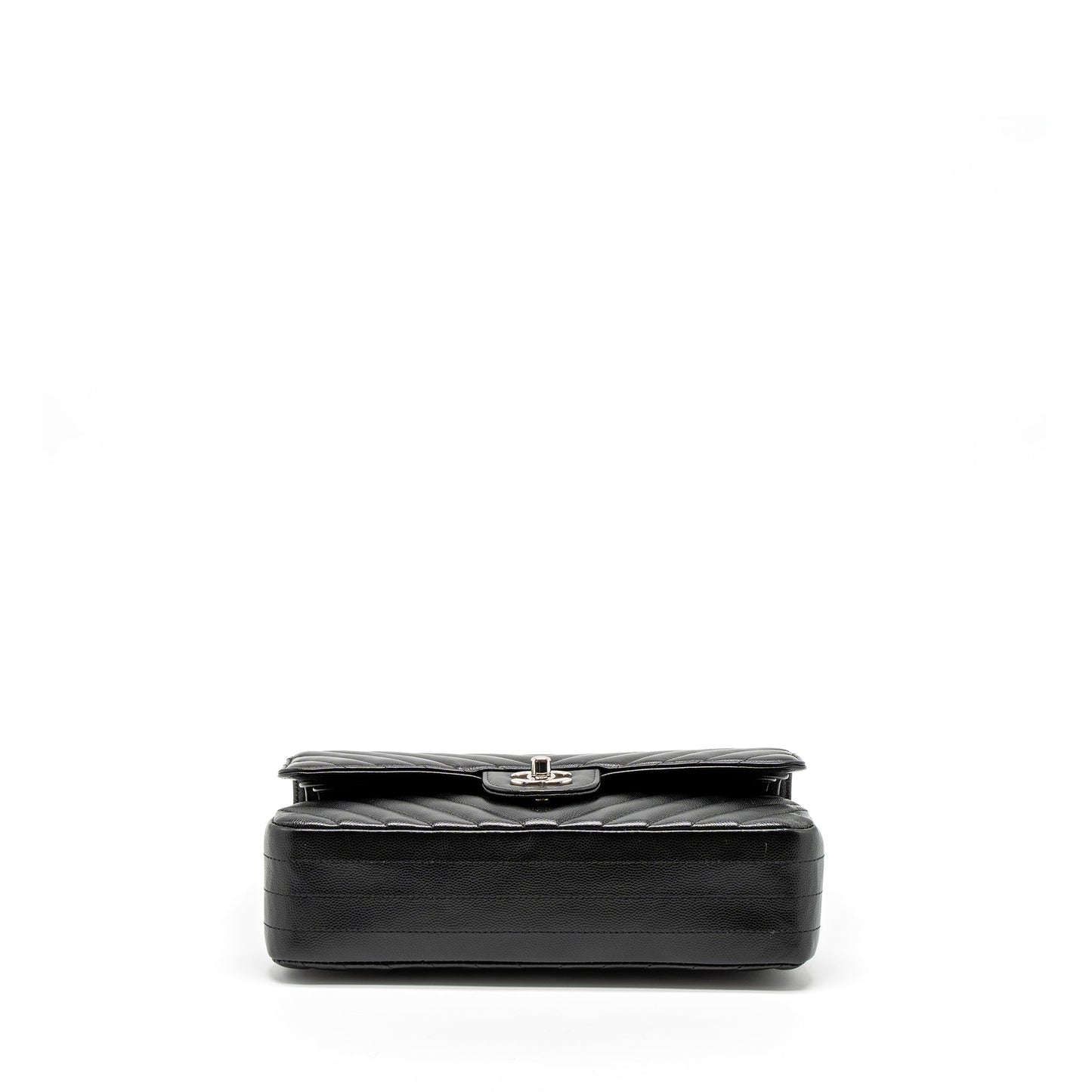 Chanel Medium Classic Double Flap Bag Chevron Caviar Black