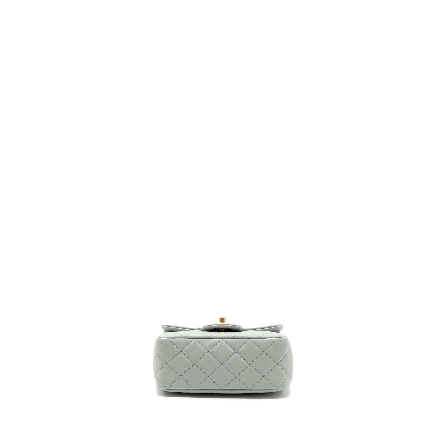 Chanel 23C pearl crush mini square flap bag lambskin grey  (microchip)