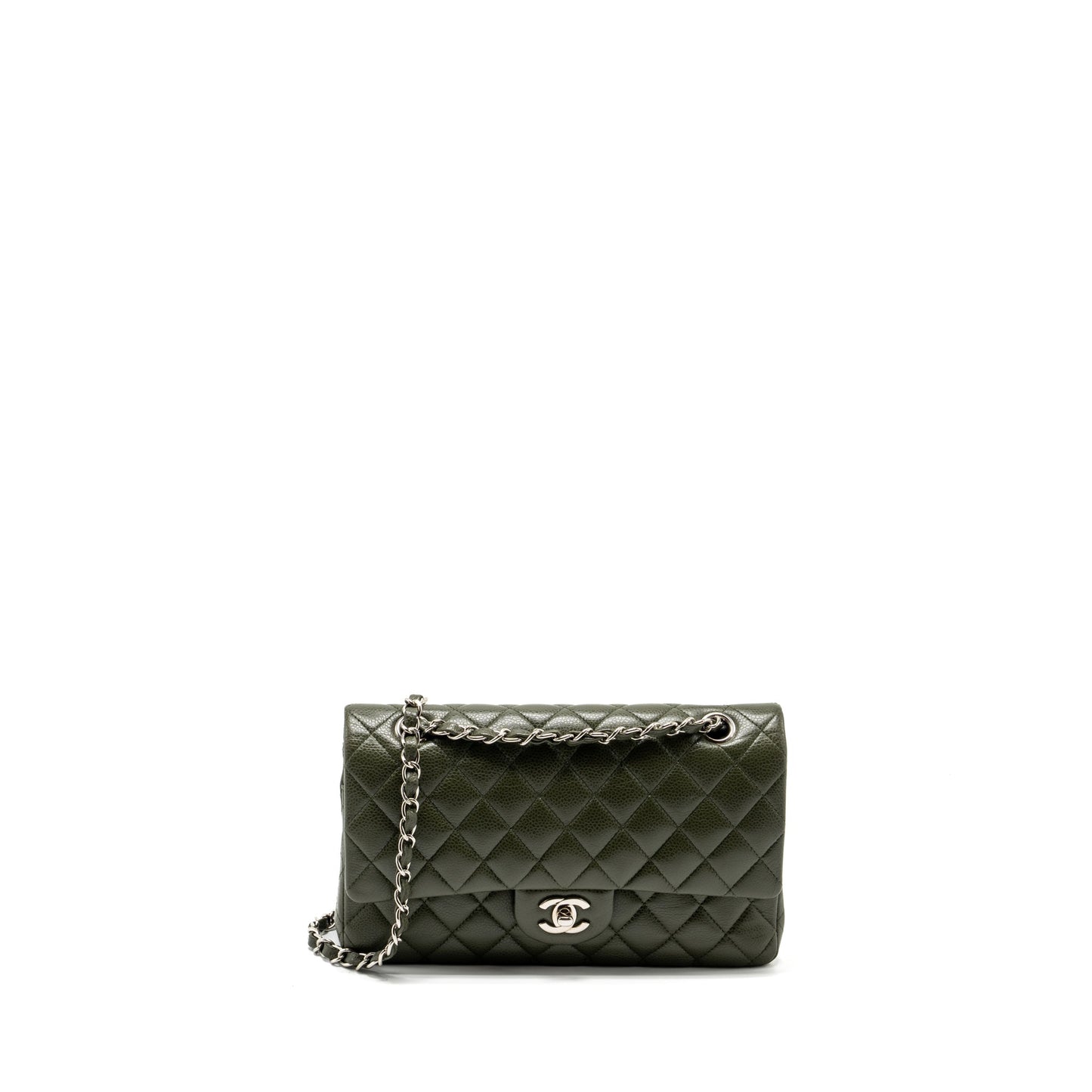 Chanel Medium Classic Double Flap Bag Caviar Olive Green