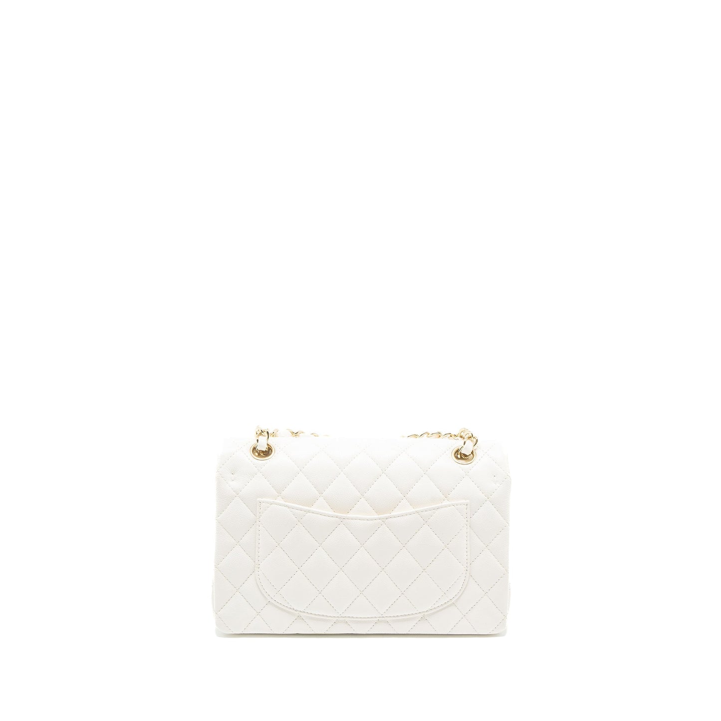 Chanel Small Classic Double Flap Bag Caviar White L (Microchip)