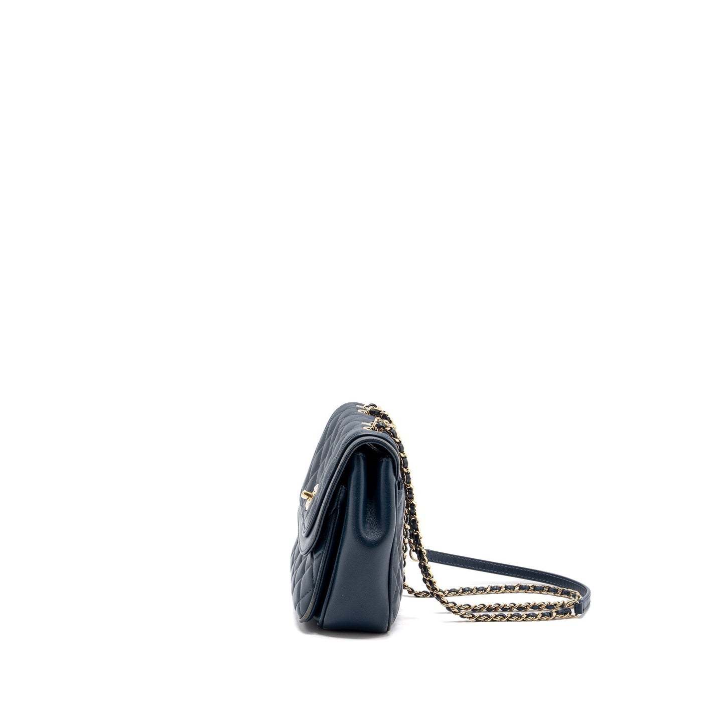 Chanel Quilted Flap Crossbody Bag Lambskin Dark Blue L