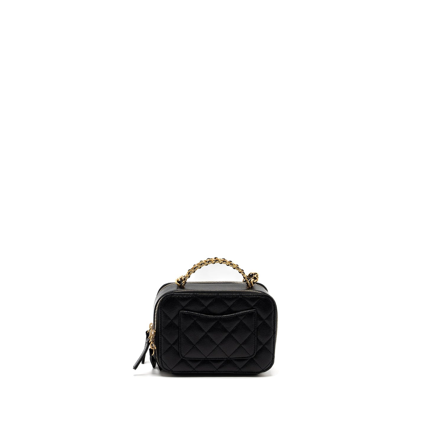 Chanel 22S Letter Top Handle Small Vanity Case Caviar Black Brushed  (Microchip)