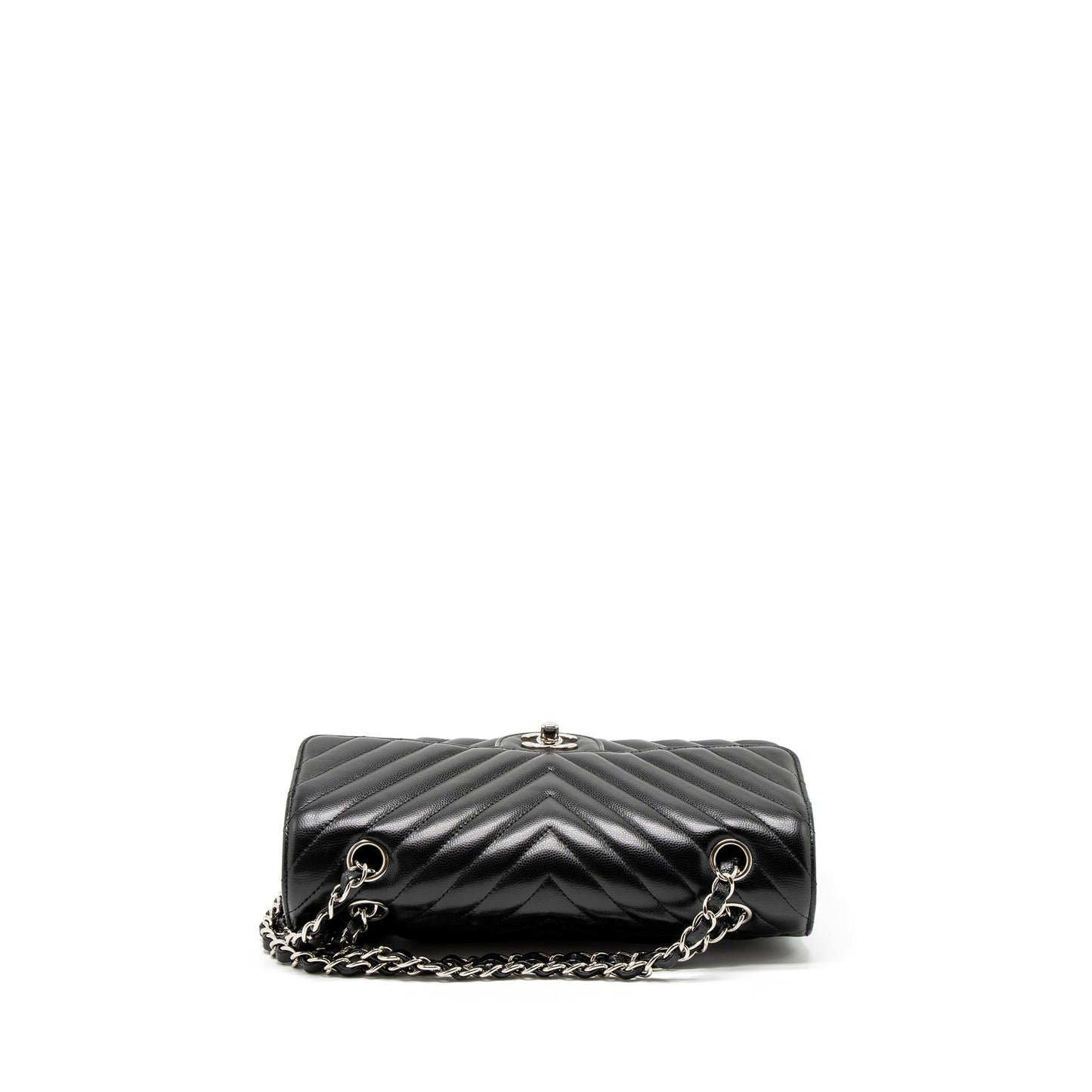 Chanel Medium Classic Double Flap Bag Chevron Caviar Black