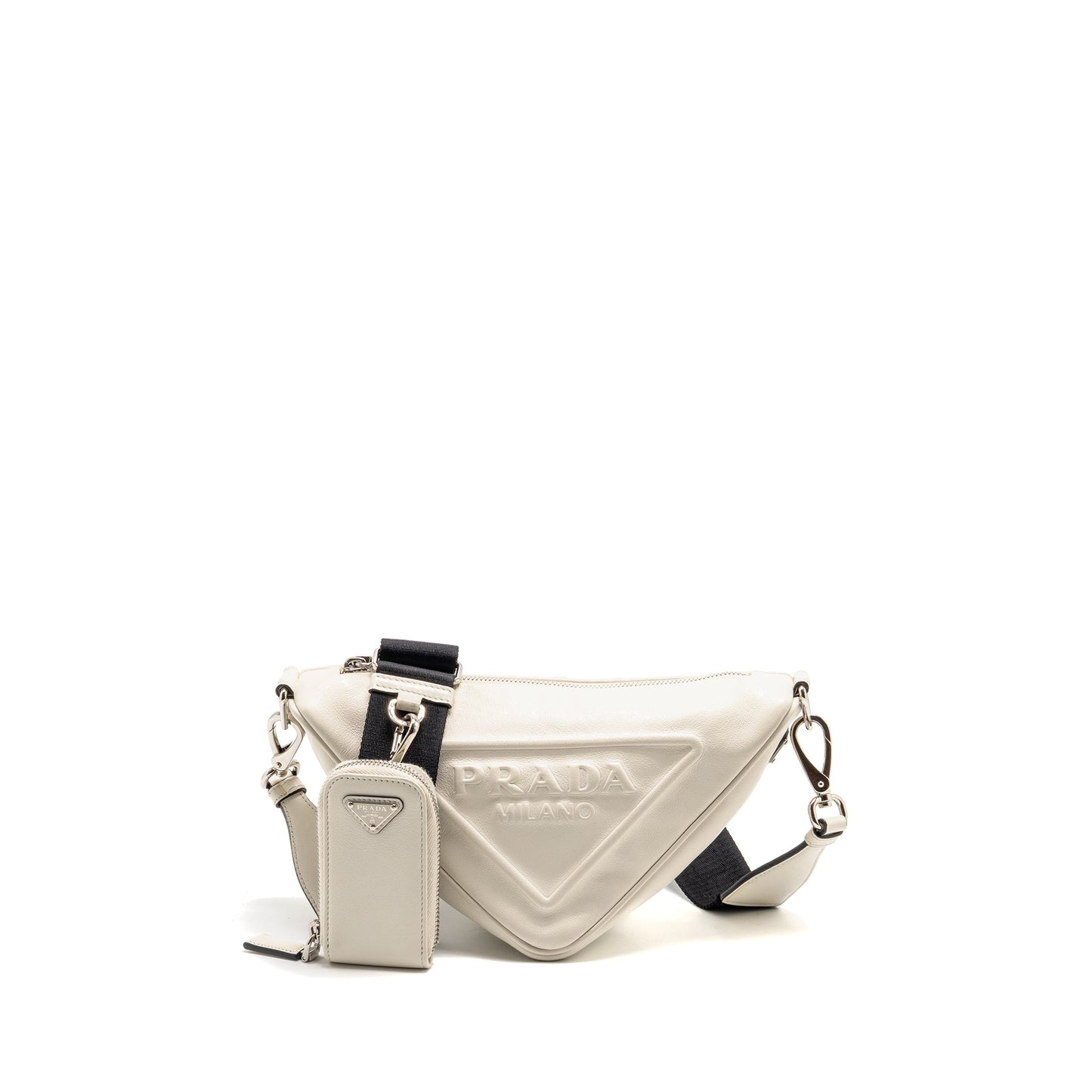 Prada Triangle Mini Purse Leather White